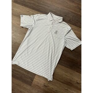 Straight Down Golf White Striped Performance Polo Size M TPG‎ Piper Glen